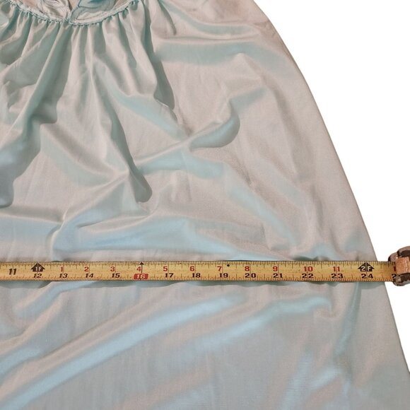 Vintage Light Blue Nightgown With Embroidered Neckline & Flutter Sleeves - Picture 6 of 11